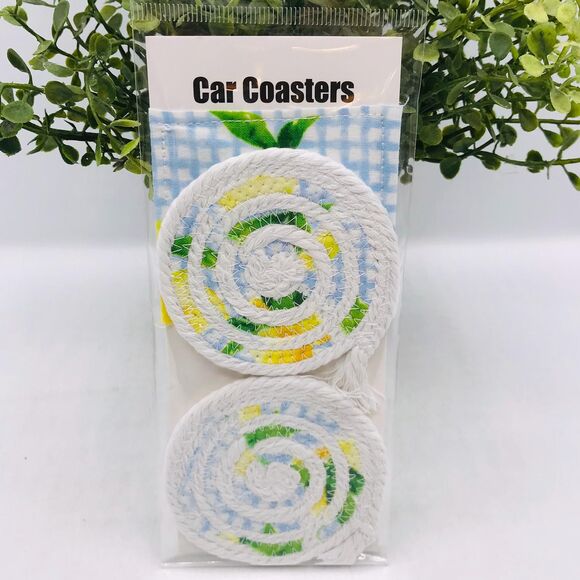 Stocking Stuffer Bundle, Car Cup Holder Coasters 4 Sets of 2 (8 Coasters) Lemons - Picture 2 of 4